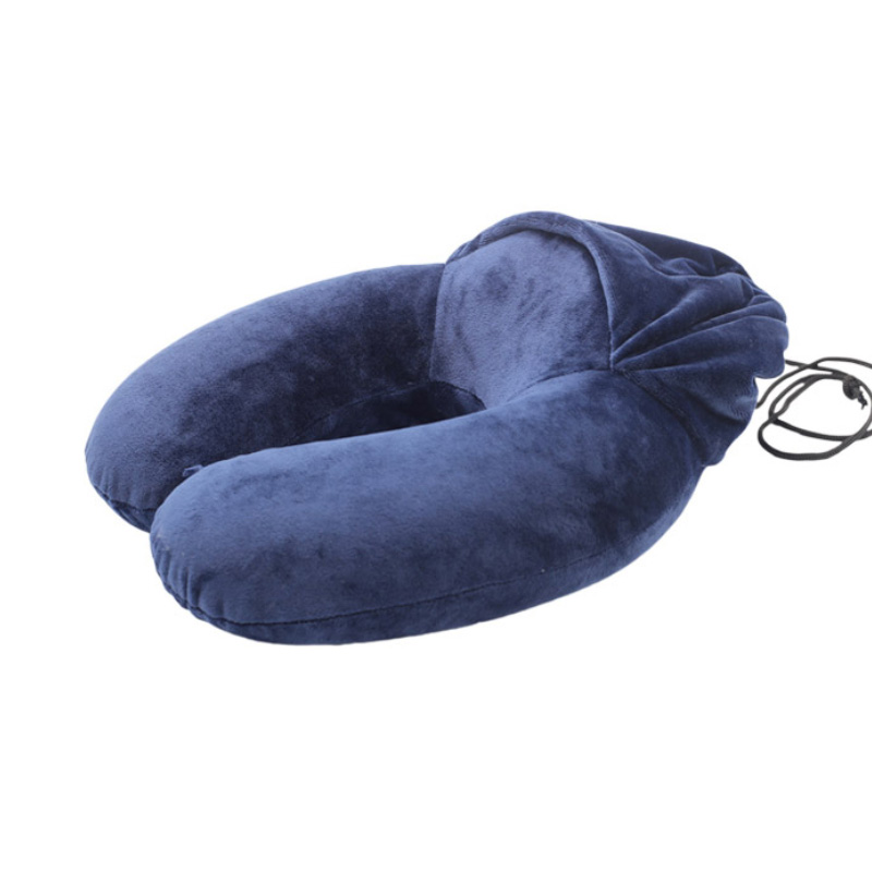 Bantal Leher U Solid Tebal Dapat Dilipat Kantor dengan Kantong